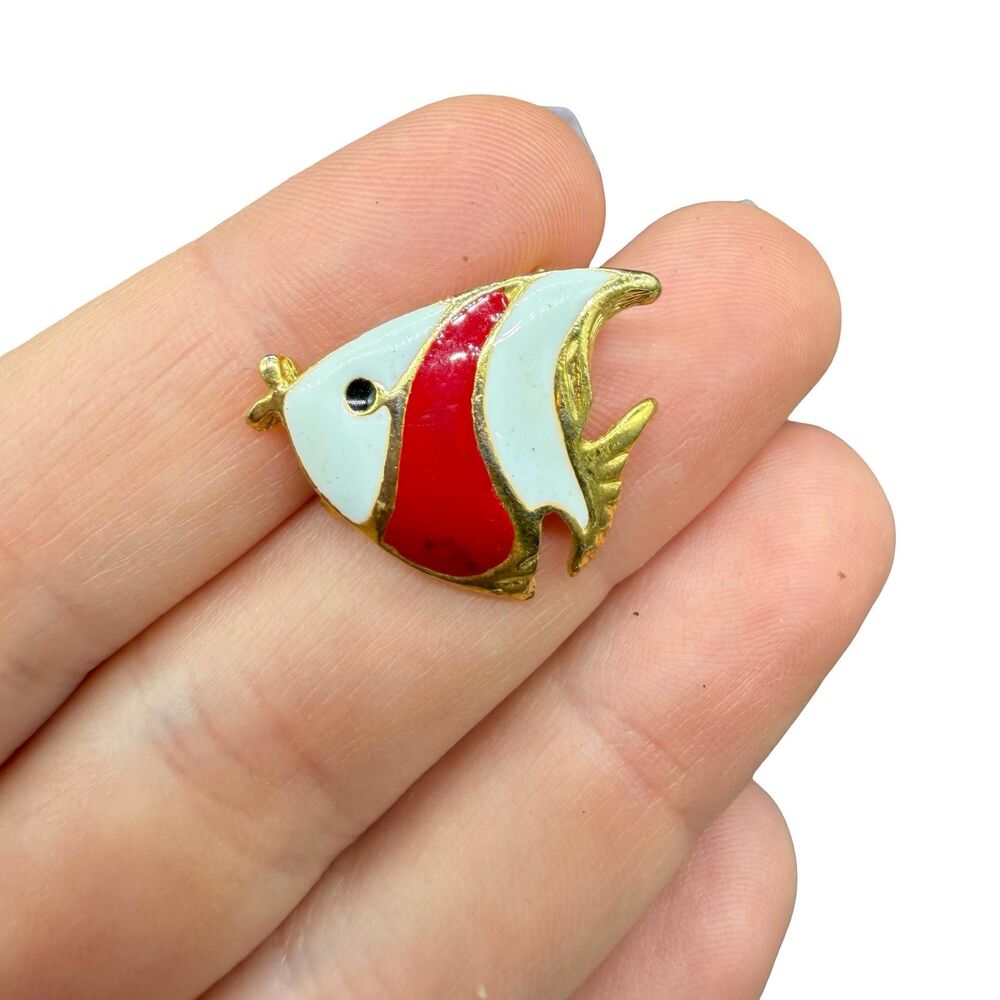 Vintage Jewelry Enamel Angel Fish Brooch Angelfish pin
